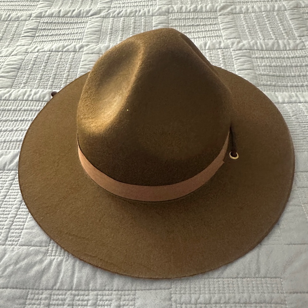 Brown Fedora Hat with Light Brown Band - Picture 2 of 3